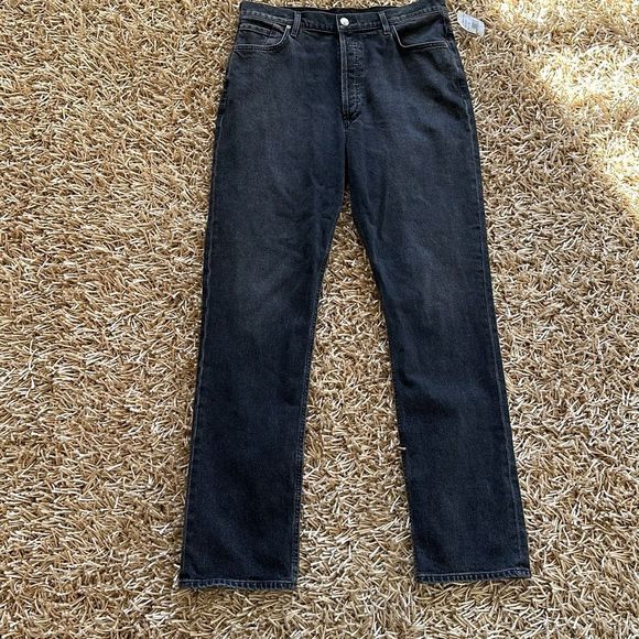 Goldsign High Rise Straight Leg Jeans Size 32 Black - Picture 2 of 12